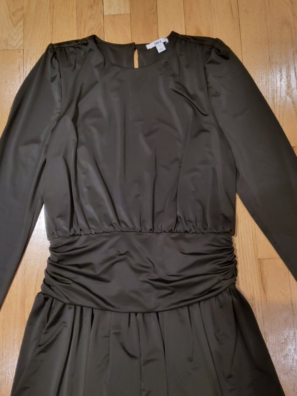 NWOT Bar III Women's Ruched Mini Dress Deep Black Long Sleeve Size M - Picture 3 of 7